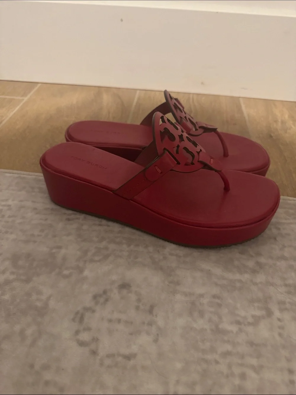 Tory Burch Red Logo Thong Sandals